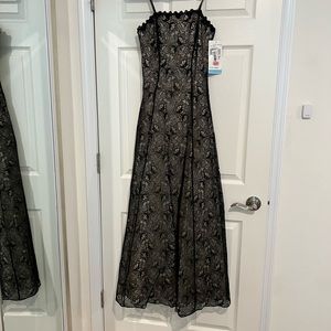 Strapless Black and Nude Lace Dress